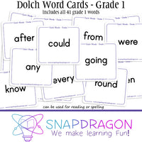 Dolch Word Cards - Grade 1