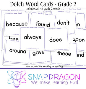 Dolch Word Cards - Grade 2
