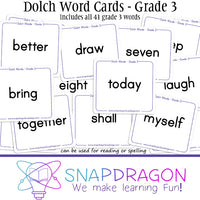 Dolch Word Cards - Grade 3