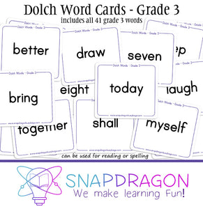 Dolch Word Cards - Grade 3
