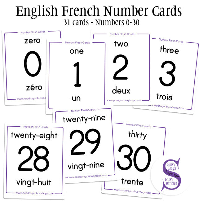 English French Number Cards