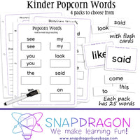 Kinder Popcorn Word Packs
