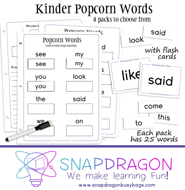 Kinder Popcorn Word Packs