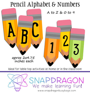 Pencil Alphabet & Numbers