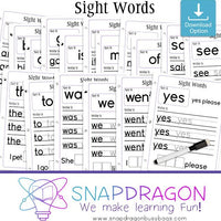 Sight Words Binder Pages - Download Only